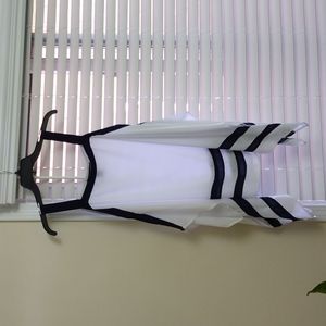 White and navy blue tank off the shoulder blouse size 14/16 by Ashley Stewart ❤️